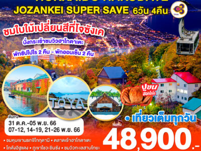 HOKKAIDO HAKODATE JOZANKEI SUPER SAVE 6D 4N โดยสายการบินไทย [TG]
